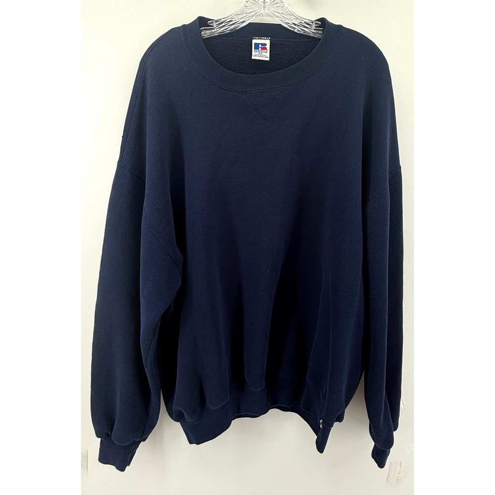 Vintage Russell Athletic Sweatshirt XXL Navy Blue Made in USA Crewneck 90s Blank